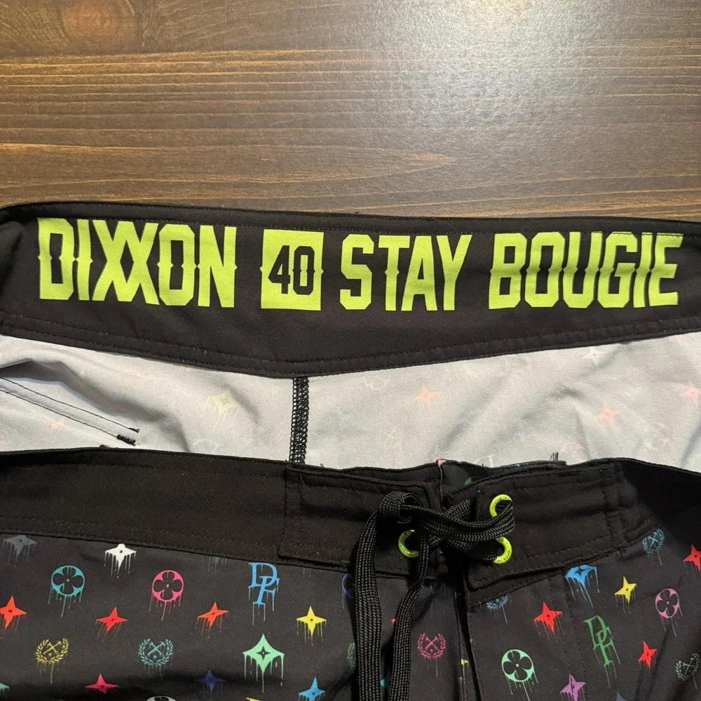 Dixxon Flannel CO. Board Shorts Stay Bougie Mens Size 40  Black Graphic Graffiti